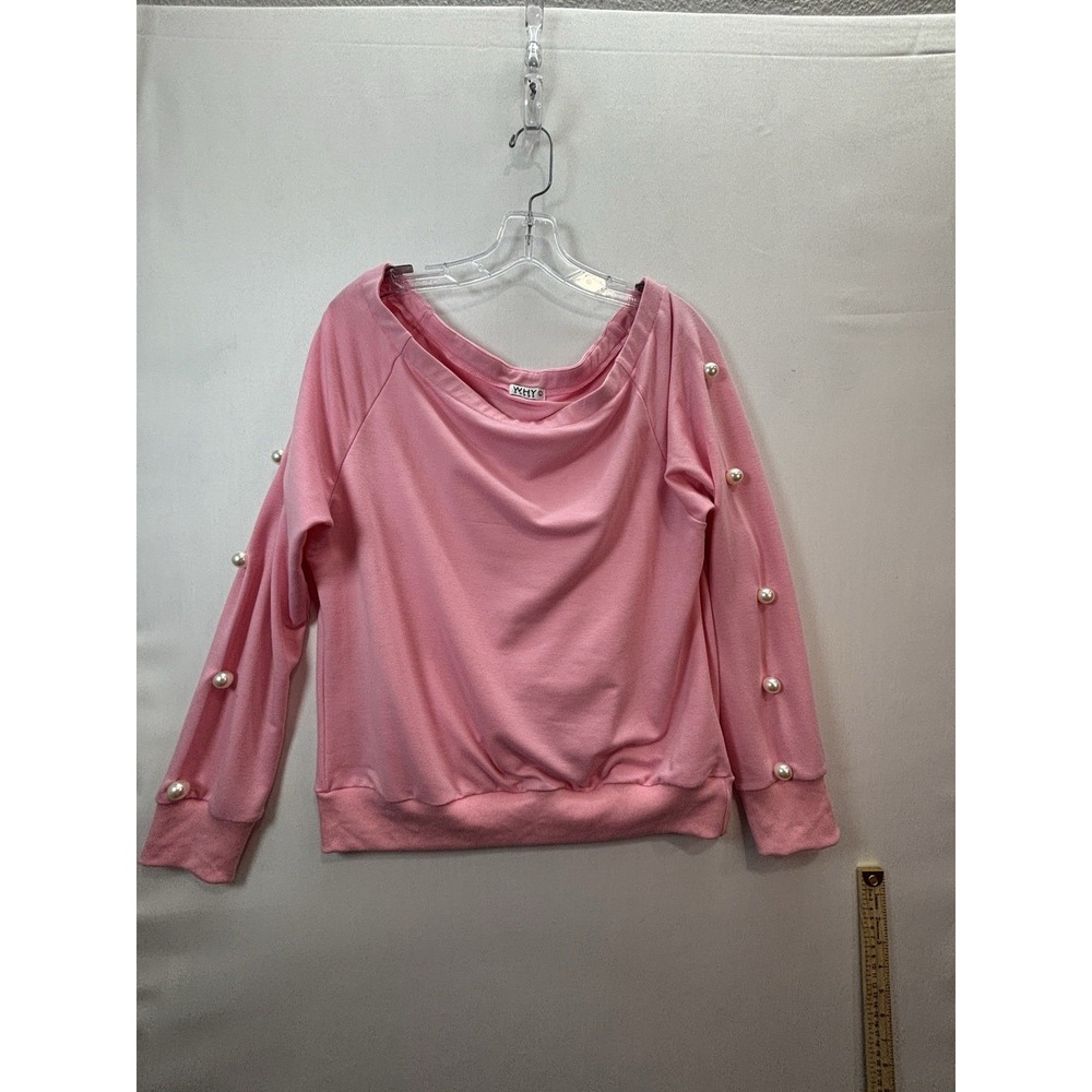 WHY DRESS Women’s Pink 2-Piece Knit Set Pearl Sweatshirt & Jogger Pants L - Picture 8 of 15